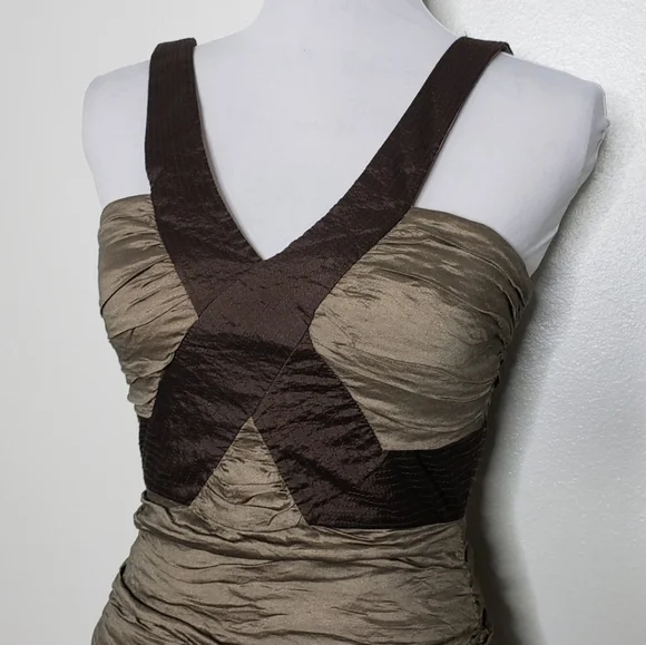 NEW BCBG MAXAZRIA Runway Simson Mocha Cocktail Dress Party Elegant Luxury Club - Picture 4 of 14